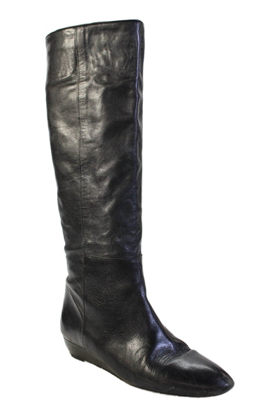 Loeffler Randall Womens Leather Slip On Knee High Boots Black Size 7