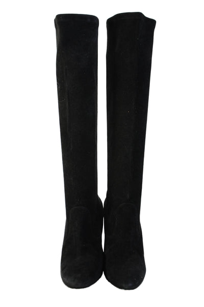 Manolo Blahnik Womens Suede Pointed Toe Wedge Heel Boots Black Size 7