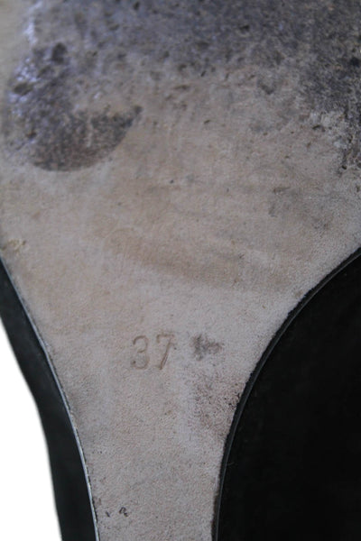 Manolo Blahnik Womens Suede Pointed Toe Wedge Heel Boots Black Size 7