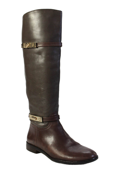 Vince Camuto Signature Womens Strap Detail Knee High Boots Brown Size 6.5