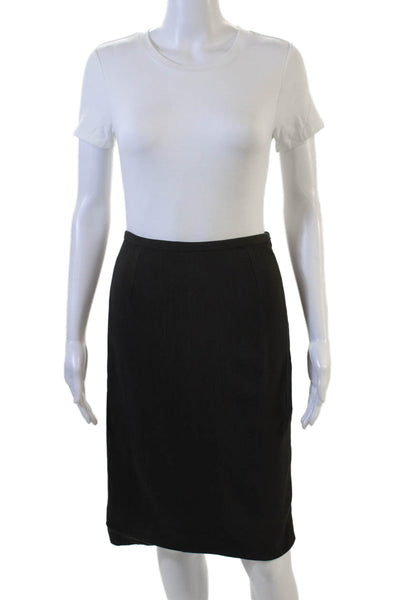Armani Collezioni Women Straight Pencil Black Wool Blend Skirt Size 4