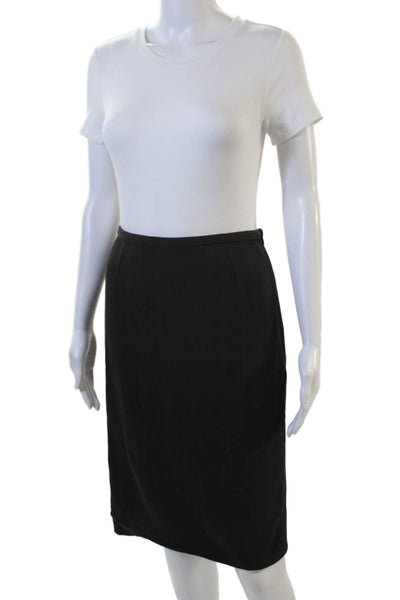 Armani Collezioni Women Straight Pencil Black Wool Blend Skirt Size 4