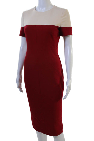 Black Halo Womens Bodycon Sheath Dress Beige Short Sleeve Size 2 Tall