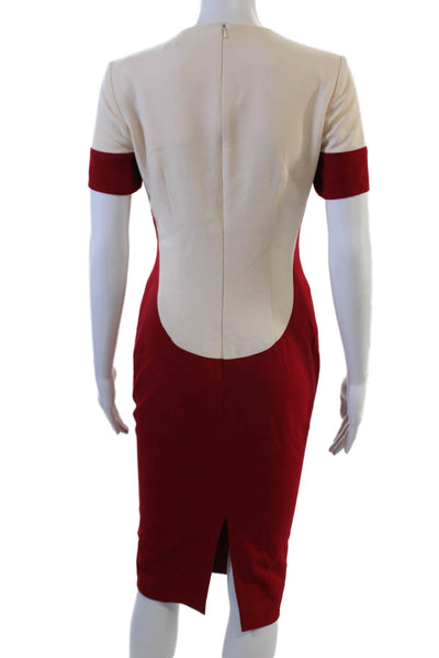 Black Halo Womens Bodycon Sheath Dress Beige Short Sleeve Size 2 Tall
