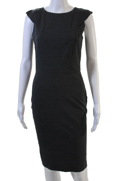 J Crew Womens Sheath Dress Dark Gray Sleeveless Wool Blend Size 0