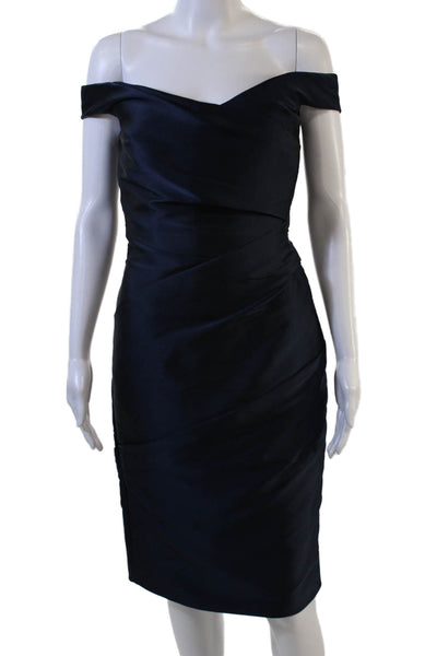 Monique Lhuillier Women Dark Blue Sheath Dress Zip Polyester Size 2