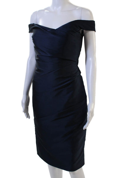 Monique Lhuillier Women Dark Blue Sheath Dress Zip Polyester Size 2