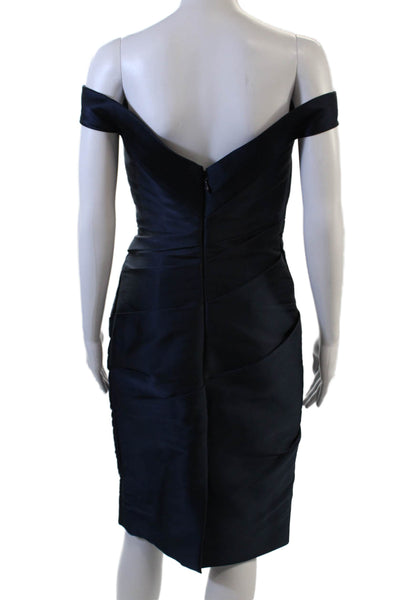 Monique Lhuillier Women Dark Blue Sheath Dress Zip Polyester Size 2