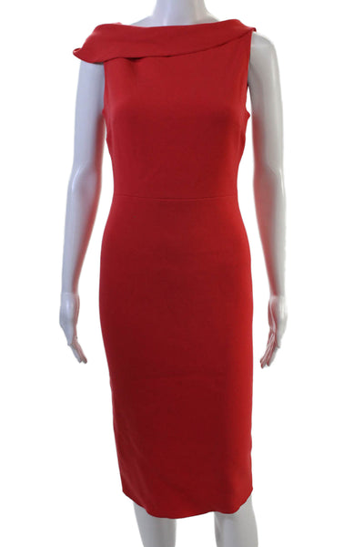 Rachel Roy Womens Red Bodycon Sheath Dress Sleeveless Midi Zip Size 2