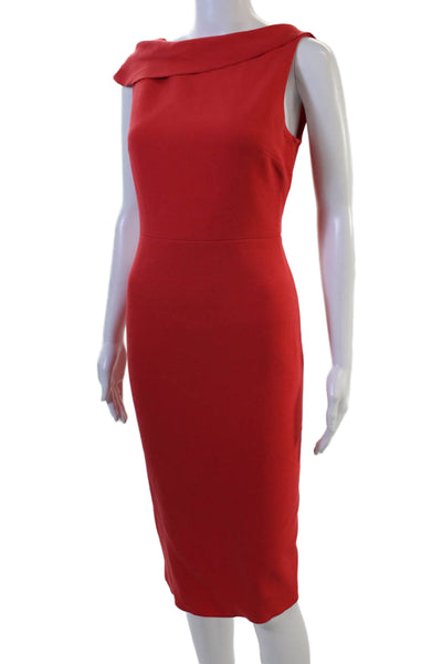 Rachel Roy Womens Red Bodycon Sheath Dress Sleeveless Midi Zip Size 2