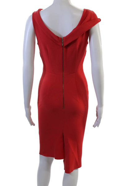 Rachel Roy Womens Red Bodycon Sheath Dress Sleeveless Midi Zip Size 2
