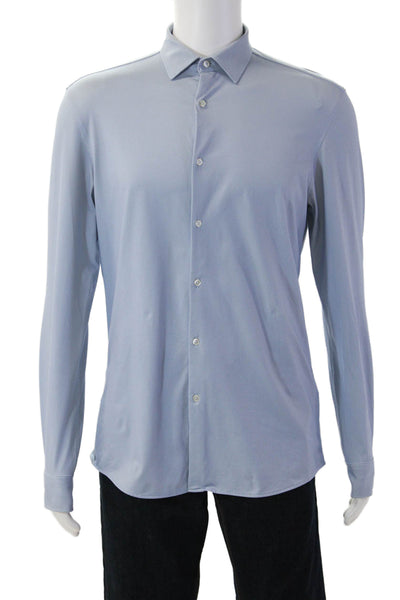 Zara Mens Slim Fit Button Down Shirt Blue White Size Medium