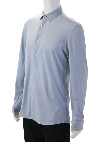 Zara Mens Slim Fit Button Down Shirt Blue White Size Medium