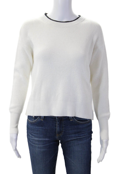 Margaret OLeary Unisex Pullover White Cotton Crewneck Long Sleeve Size XS