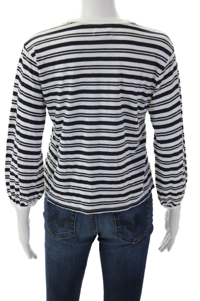 Velvet Womens Black Striped Basic Jersey T Shirt Crew Neck 3/4 Sleeve Size XS