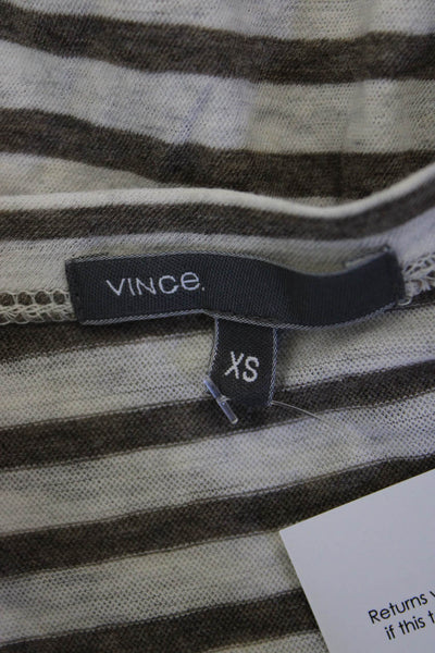Vince Women Jersey Striped White Cotton Long Sleeve Tee Size XS