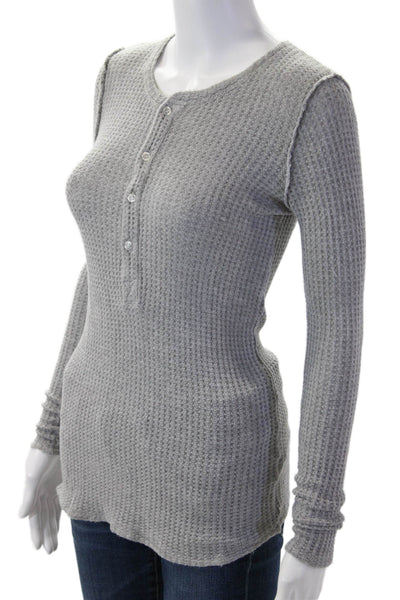 NSF Women Henley Pullover Gray Long Sleeve Size PP