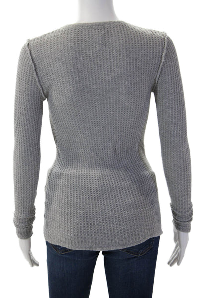 NSF Women Henley Pullover Gray Long Sleeve Size PP