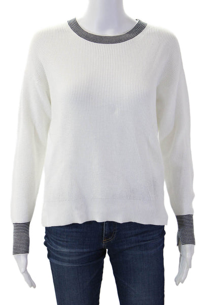 Margaret OLeary Women Pullover Sweater White Crewneck Longsleeve Cotton Size XS