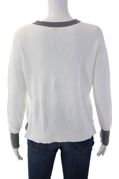 Margaret OLeary Women Pullover Sweater White Crewneck Longsleeve Cotton Size XS