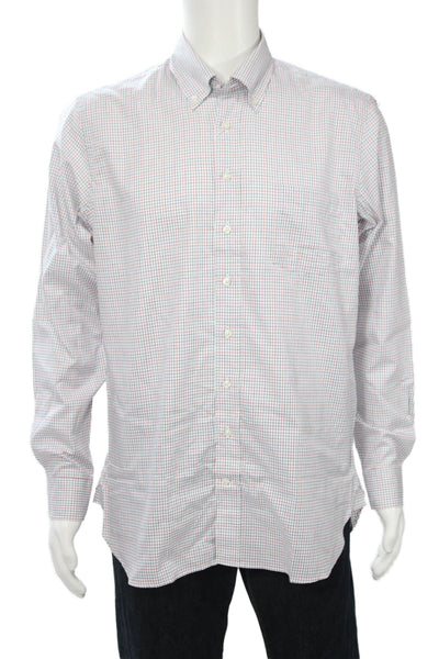 Alan Paine Mens Plaid Button Down Classic Fit Shirt Multi Colored Size Medium
