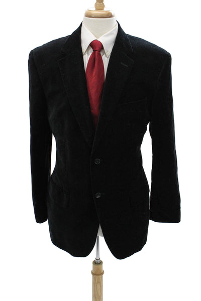 Alfani Mens Black Cotton Blazer Button Solid Long Sleeve Size 44