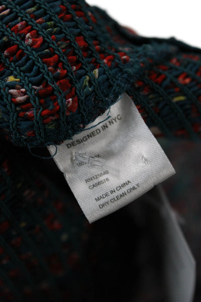 Intermix Women Blue Floral Viscose Square Neck Boho Blouse Long Sleeve Size 4