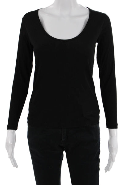 James Perse Women Black Basic Long Sleeve T-Shirt Supima Cotton Size 1