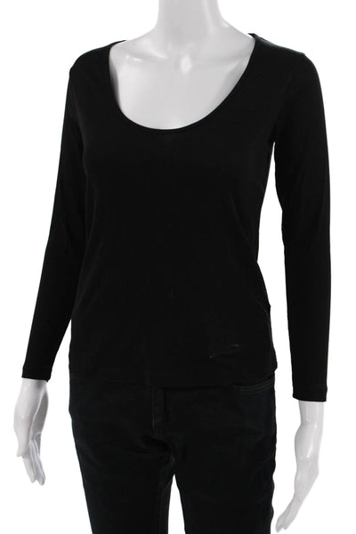 James Perse Women Black Basic Long Sleeve T-Shirt Supima Cotton Size 1
