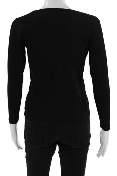 James Perse Women Black Basic Long Sleeve T-Shirt Supima Cotton Size 1