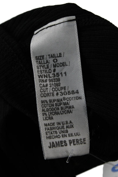 James Perse Women Black Basic Long Sleeve T-Shirt Supima Cotton Size 1
