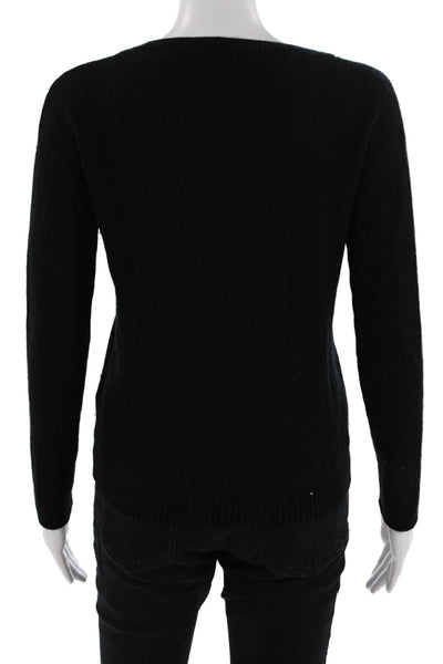 Sharis Place Womens 100% Cashmere Crew Neck Pullover Sweater Black Size S