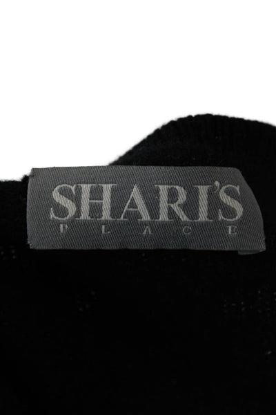 Sharis Place Womens 100% Cashmere Crew Neck Pullover Sweater Black Size S