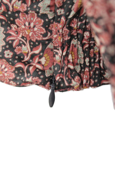 Zara Womens Cropped Floral Cotton Long Sleeve Blouse Black Size S