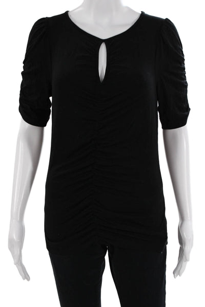 Frame Women Jersey T-Shirt Black Short Sleeve Round Neck Petite Size S