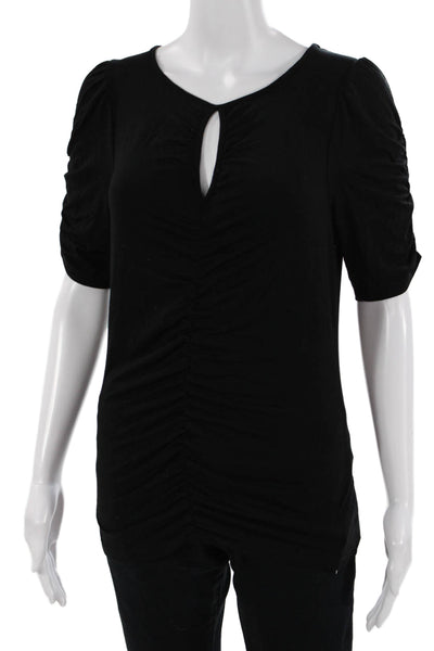 Frame Women Jersey T-Shirt Black Short Sleeve Round Neck Petite Size S
