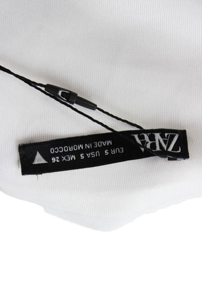 Zara Women White Sleeveless Tank Polyester Blend Size XS
