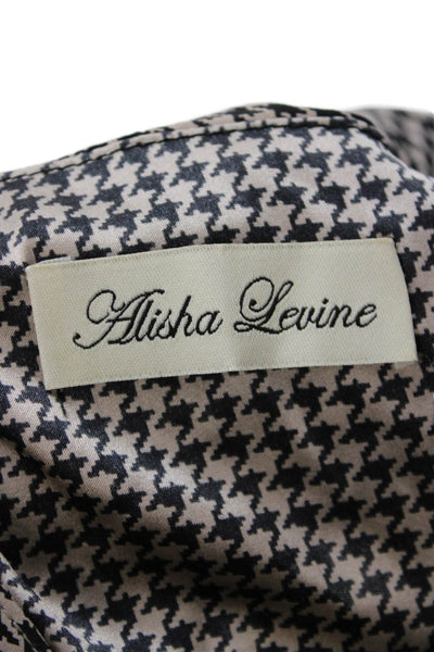 Alisha Levine Women Silk Sleeveless Turtleneck Tank Beige Check Size XS