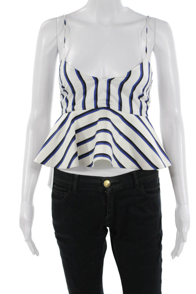 Nicholas Women Cropped Striped Silk Tank Black Sleeveless Designer Size 2