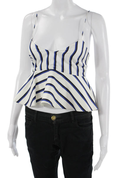 Nicholas Women Cropped Striped Silk Tank Black Sleeveless Designer Size 2