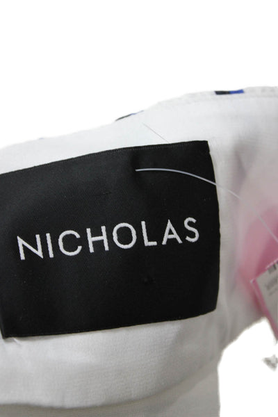 Nicholas Women Cropped Striped Silk Tank Black Sleeveless Designer Size 2