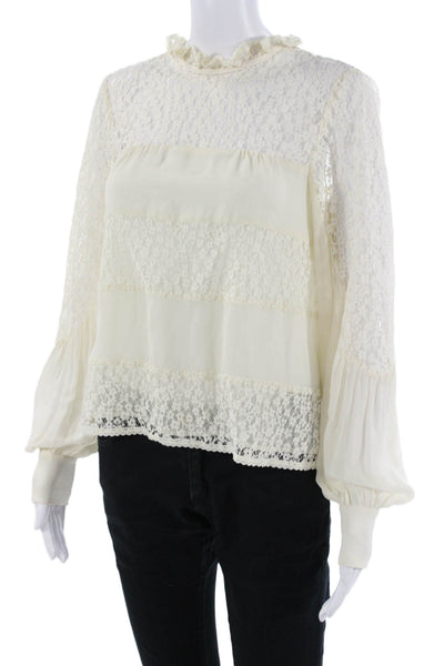 Nanette Lepore Women Bohemian Silk High Neck Long Sleeve Blouse Size 4