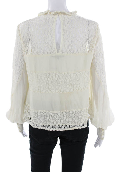 Nanette Lepore Women Bohemian Silk High Neck Long Sleeve Blouse Size 4