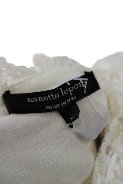 Nanette Lepore Women Bohemian Silk High Neck Long Sleeve Blouse Size 4