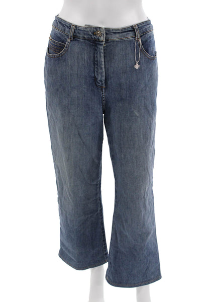 St. John Sport By Marie Gray Womens Wide Leg Jeans Blue Mid Rise Size 28