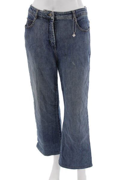St. John Sport By Marie Gray Womens Wide Leg Jeans Blue Mid Rise Size 28