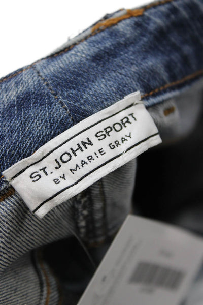 St. John Sport By Marie Gray Womens Wide Leg Jeans Blue Mid Rise Size 28