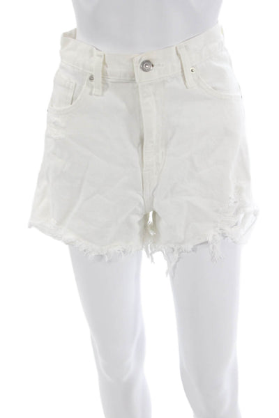 Levis Unisex 90s White Cotton Shorts Button Size 26