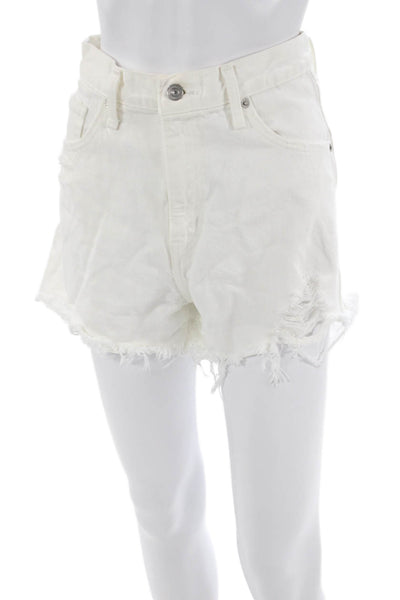 Levis Unisex 90s White Cotton Shorts Button Size 26
