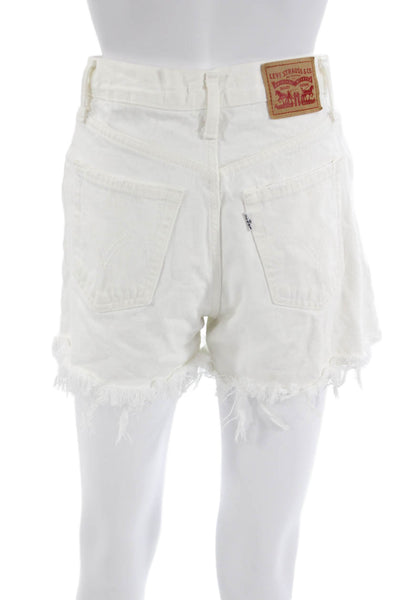 Levis Unisex 90s White Cotton Shorts Button Size 26
